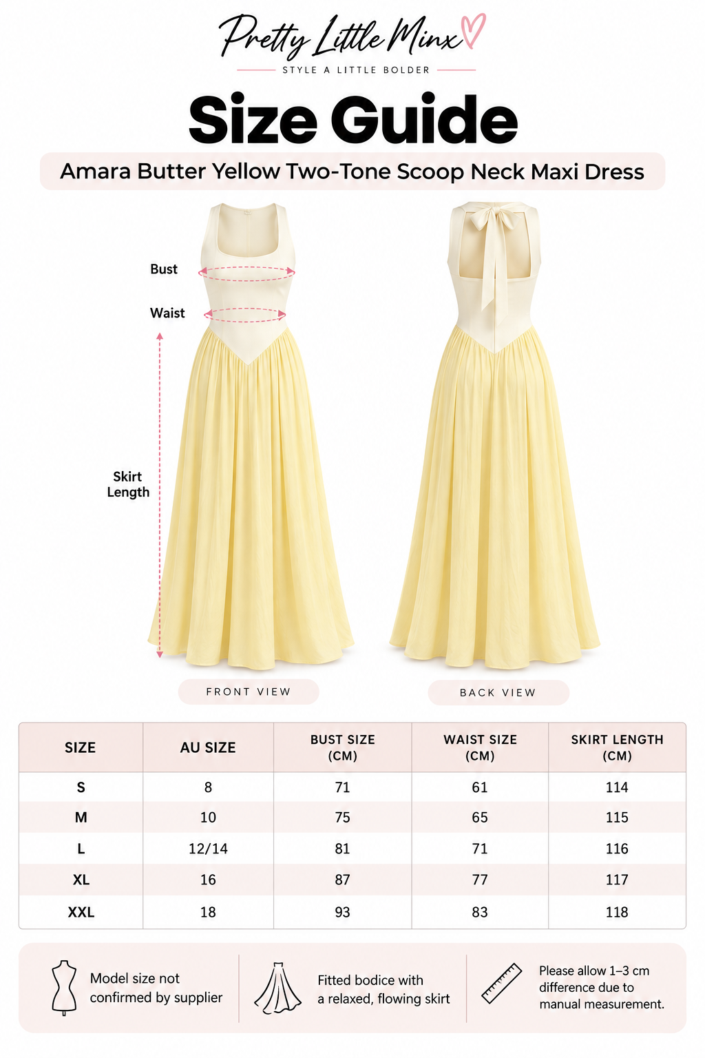 Amara Butter Yellow Two-Tone Scoop Neck Maxi Dress