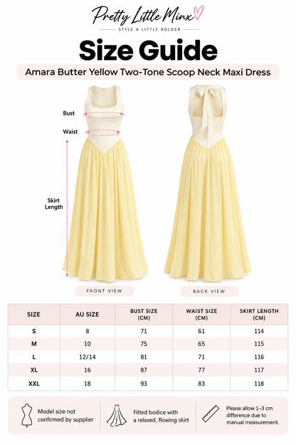 Amara Butter Yellow Two-Tone Scoop Neck Maxi Dress