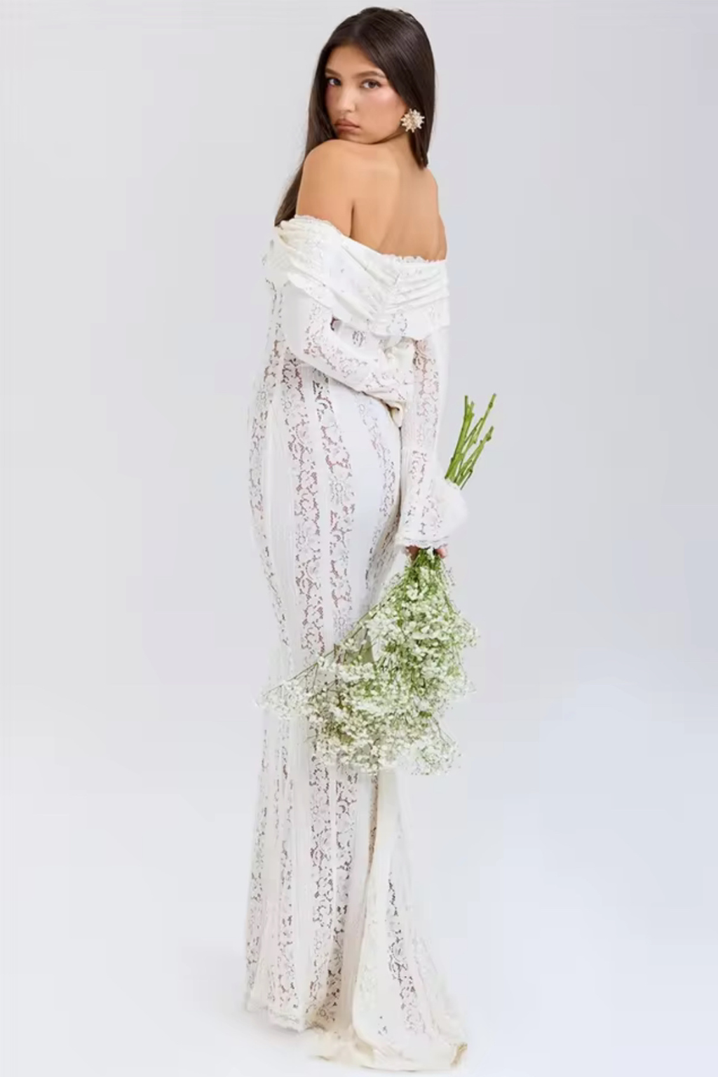 Ethereal Lace Off-Shoulder Gown