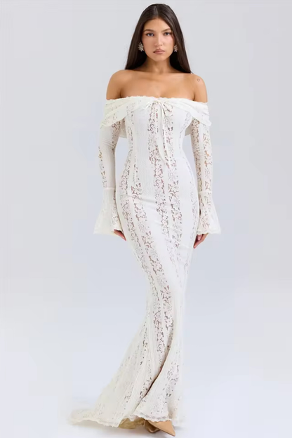 Ethereal Lace Off-Shoulder Gown