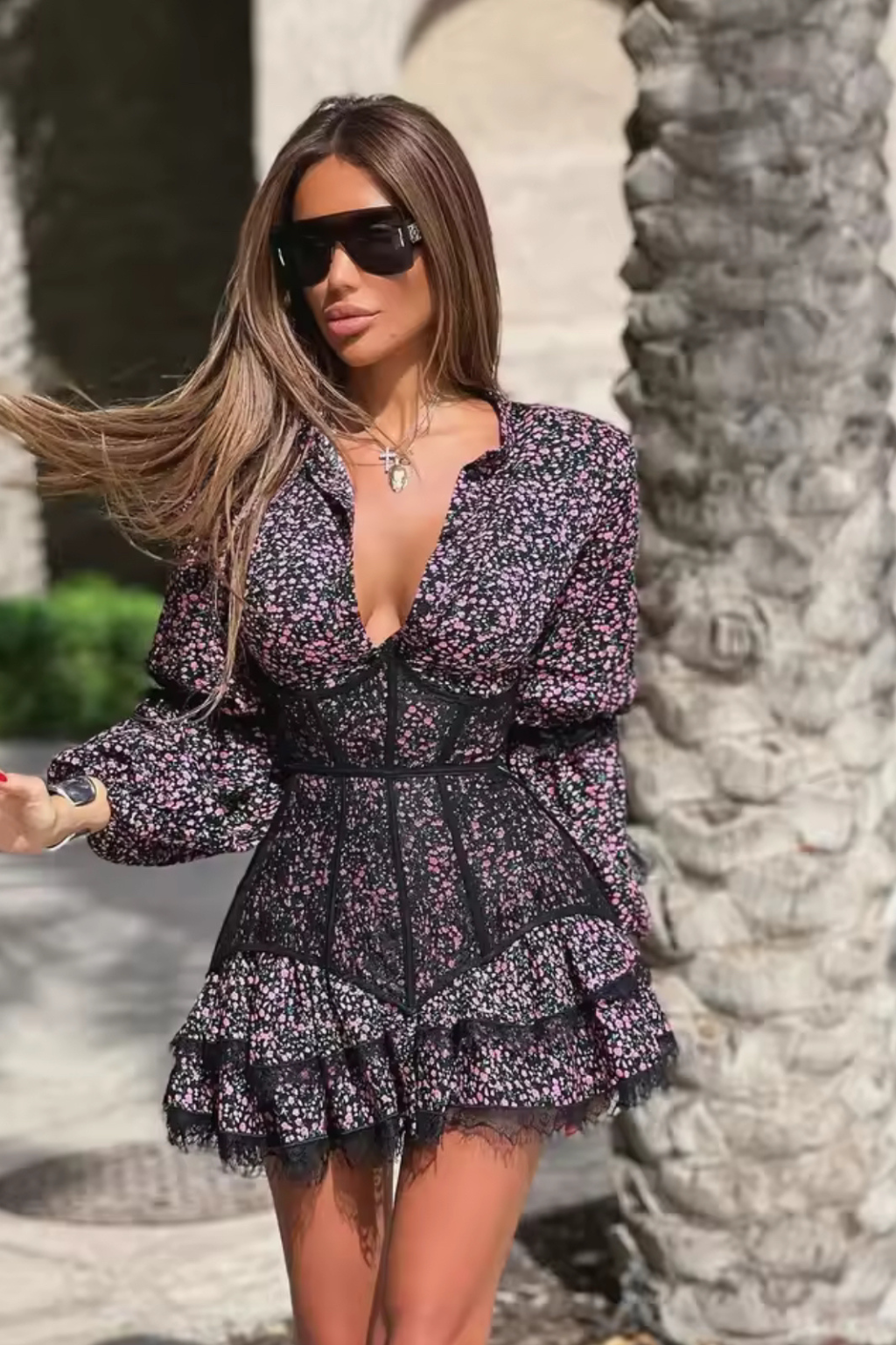 Floral Corset Mini Dress White