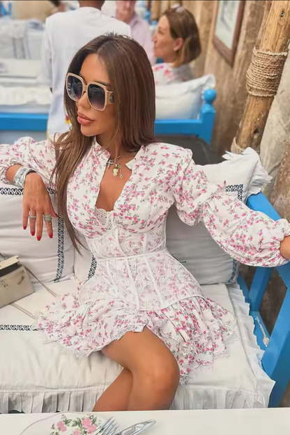 Floral Corset Mini Dress White