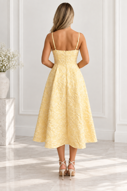 Elodie Butter Yellow Floral Midi Dress