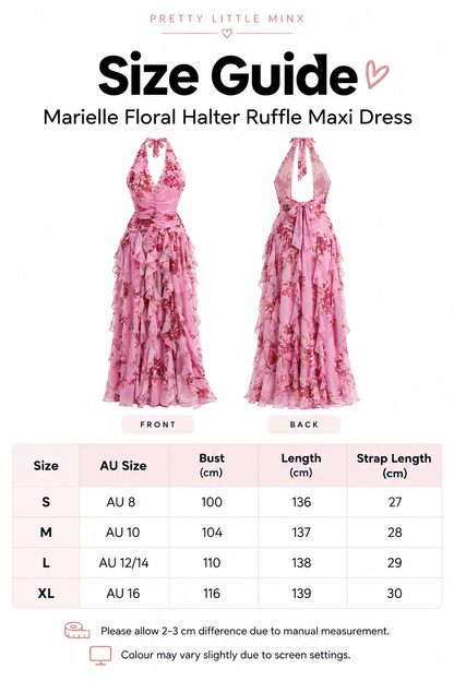 Marielle Floral Halter Ruffle Maxi Dress