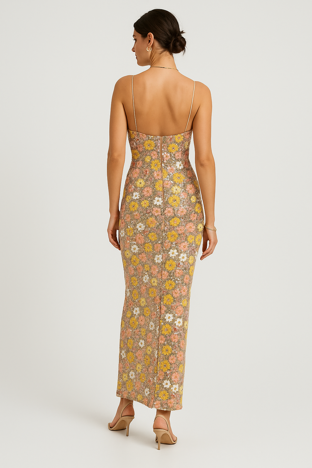 Golden Hour Floral Sequin Maxi Dress
