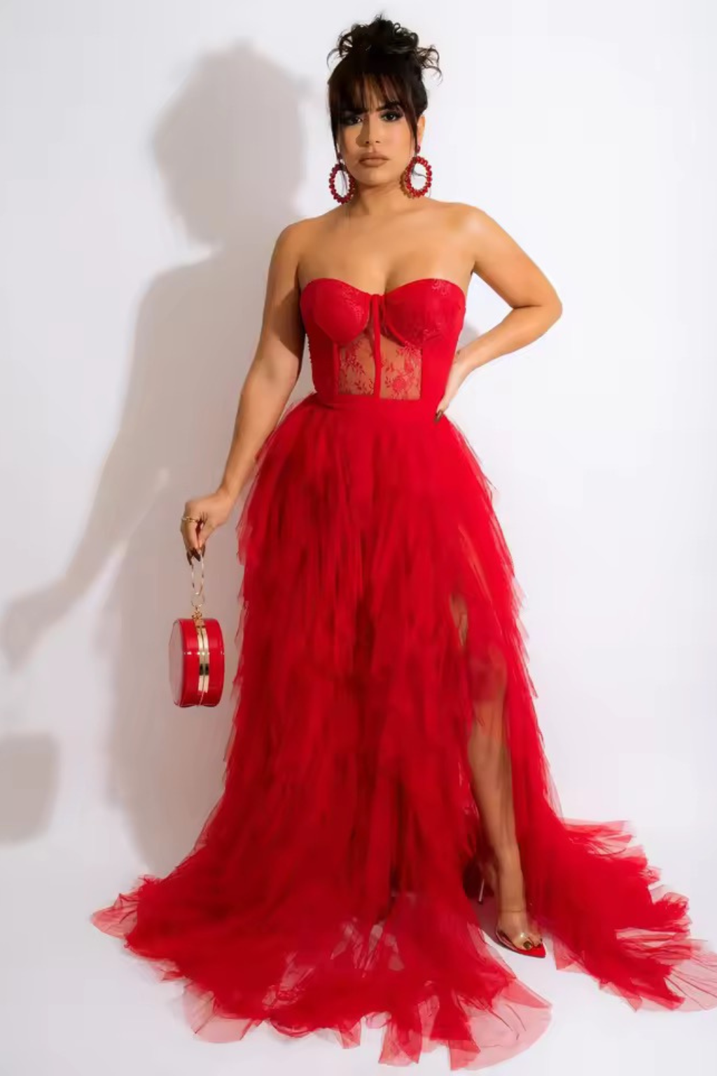 Temptation Lace Corset Gown Red