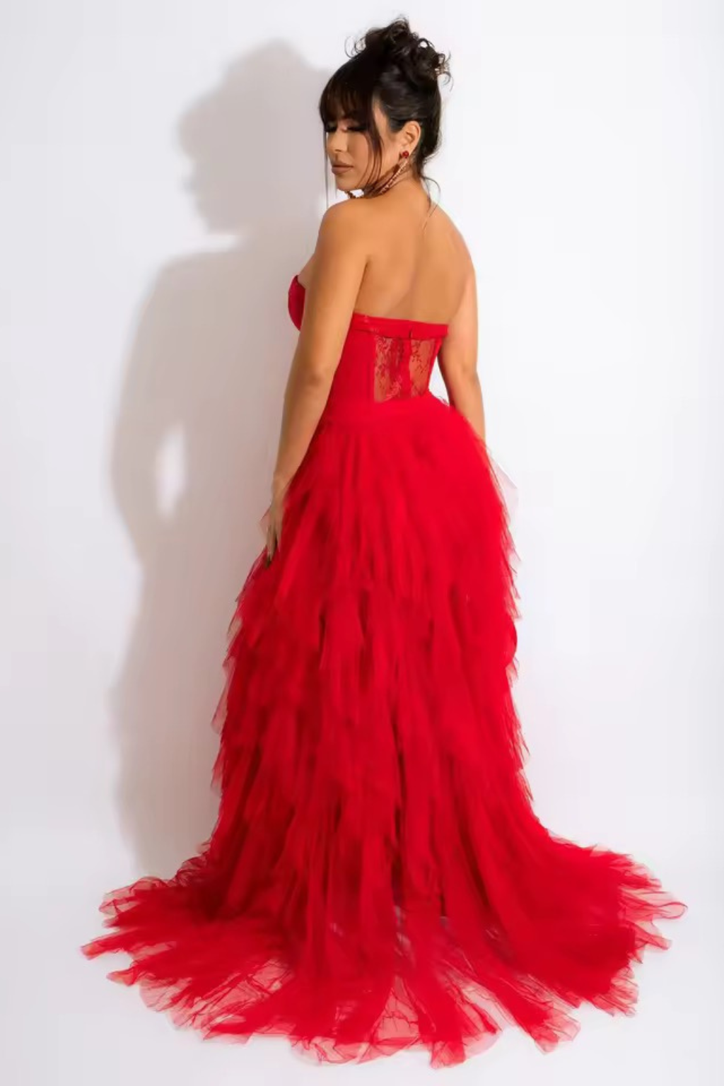Temptation Lace Corset Gown Red