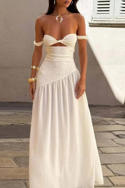 Santorini Off-Shoulder Maxi Dress White