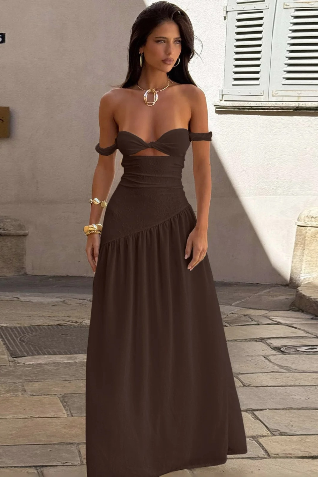 Santorini Off-Shoulder Maxi Dress White