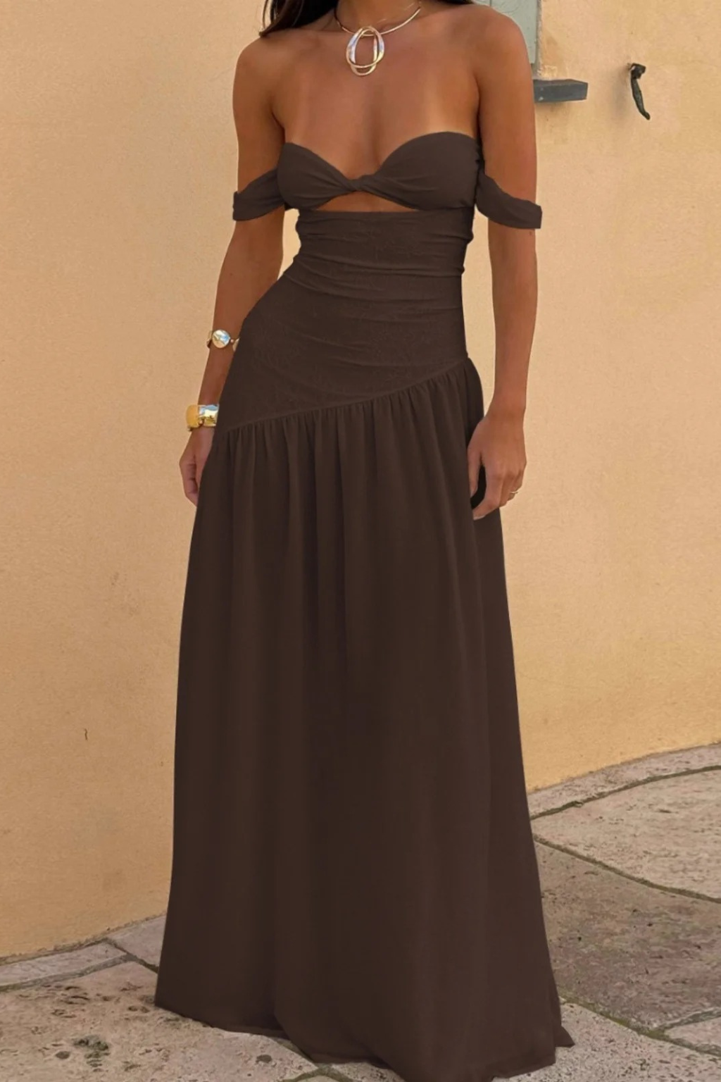 Santorini Off-Shoulder Maxi Dress White