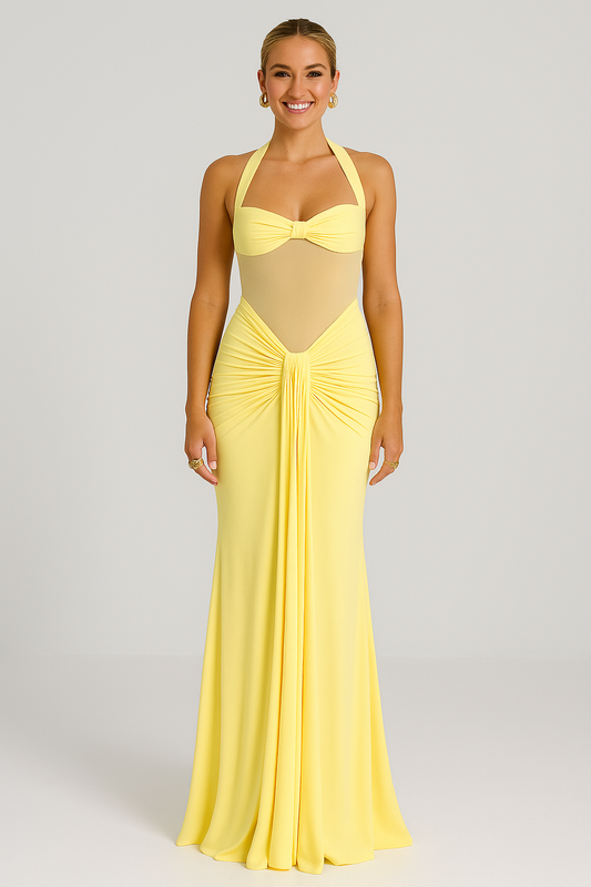 Sunlit Yellow Cocktail Maxi Dress