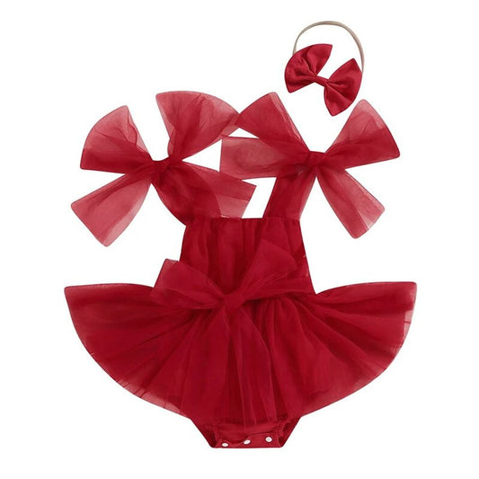 Tulle Romper Red