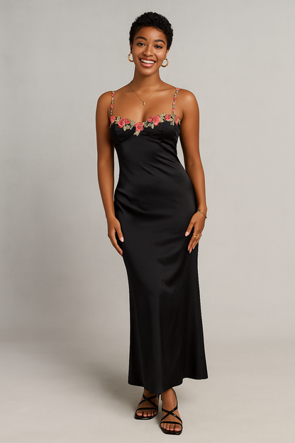 Floral Strap Maxi Dress Green