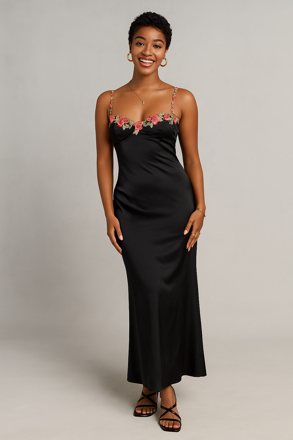 Floral Strap Maxi Dress Green