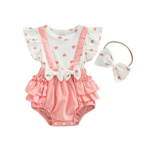 Pink Heart Suspender Set
