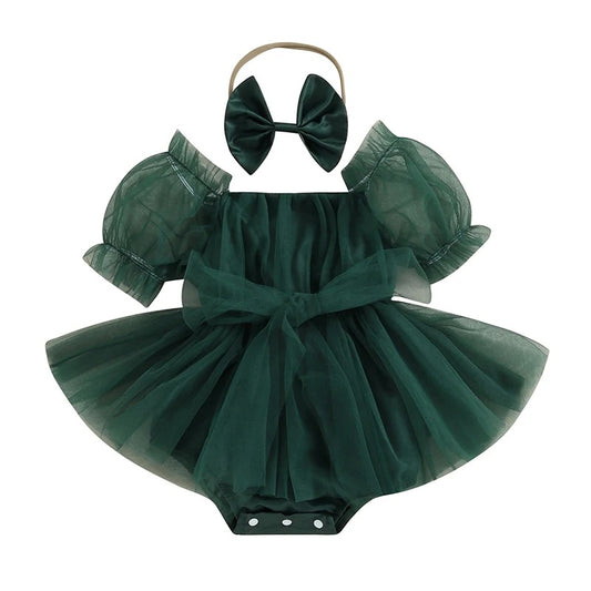 Tulle Christmas Romper Emerald