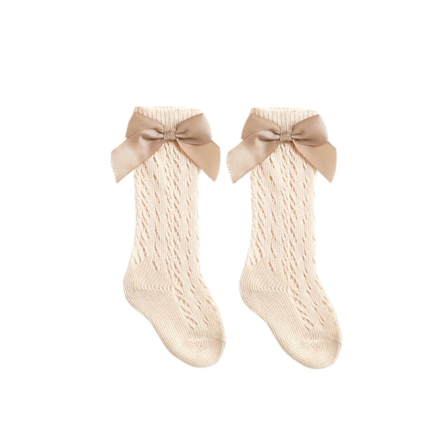 Bow Net Sock Tan