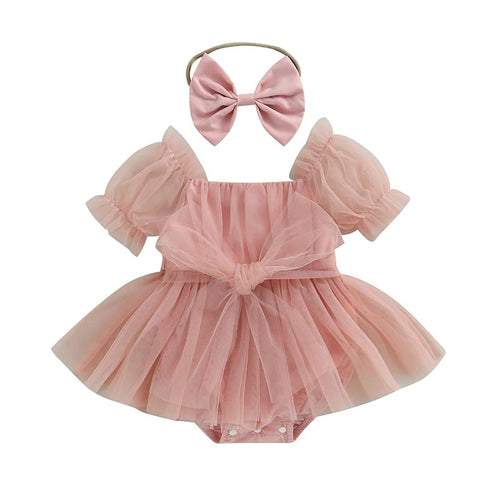 Tulle Christmas Romper Pink