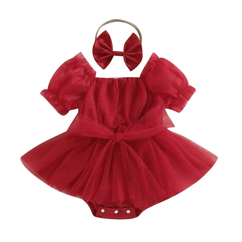 Tulle Christmas Romper Red