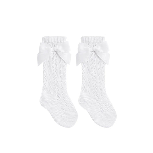 Bow Net Sock White